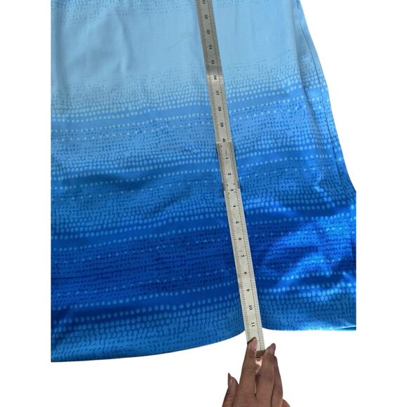 Vintage Lanvin Maxi Dress Gown Retro Blue Long Sleeve Geometric Retro Funky Sz 6 - Picture 13 of 15